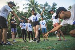 Students participating in orientation activity