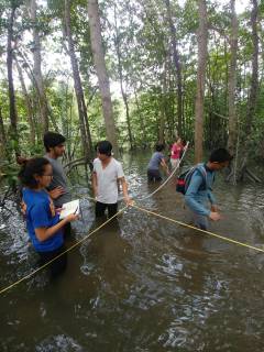 Wildlife LAB students in the river