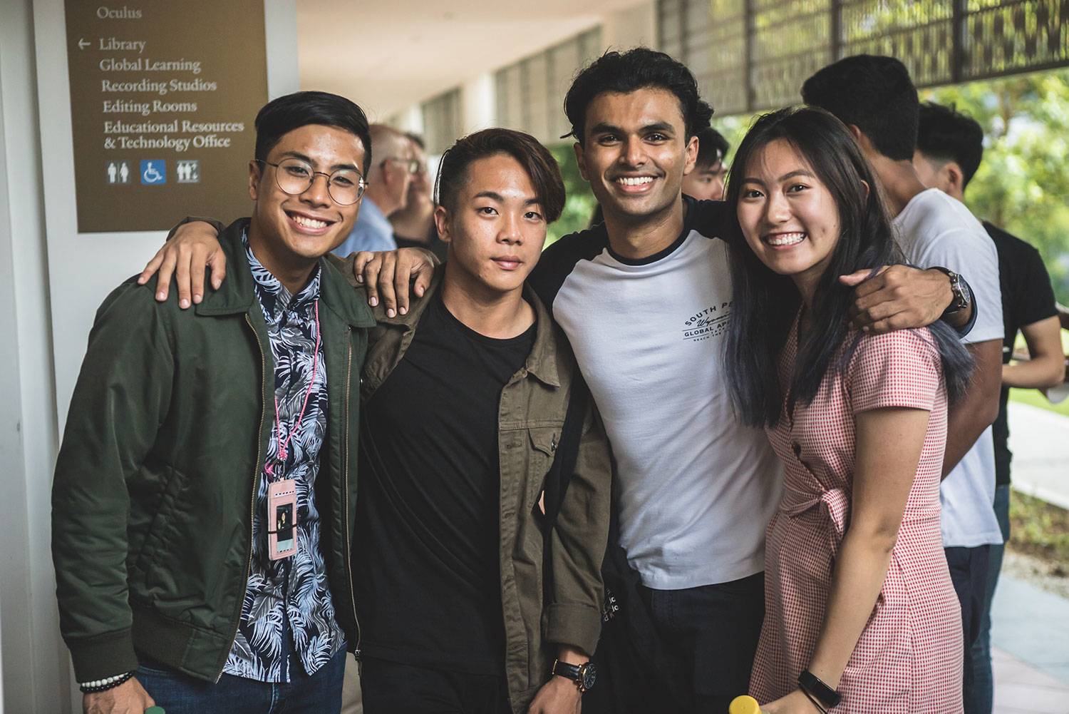 Orientation group shot of 4 students