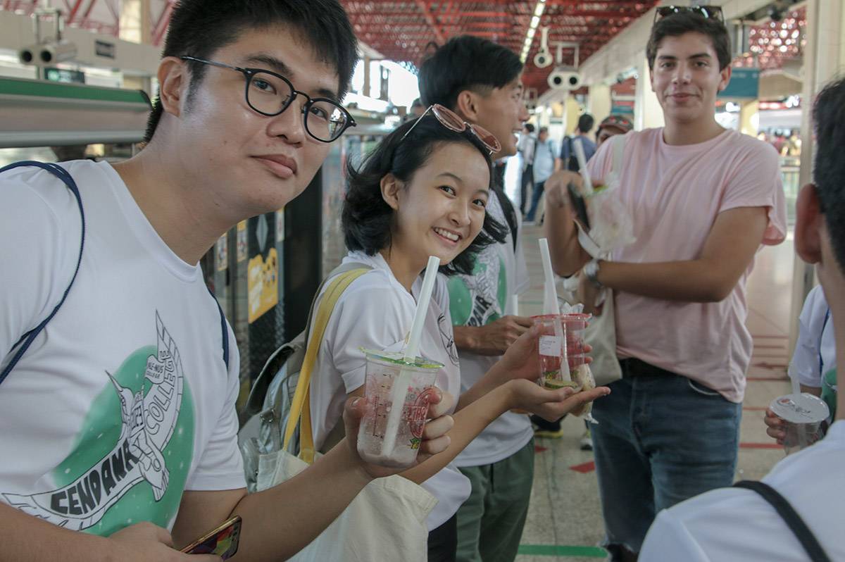 Students drinking beverages