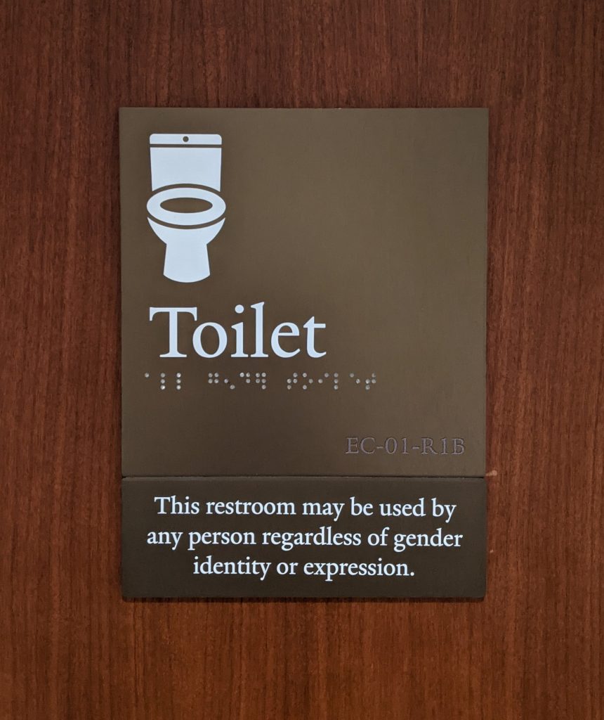 All gender restroom signage.